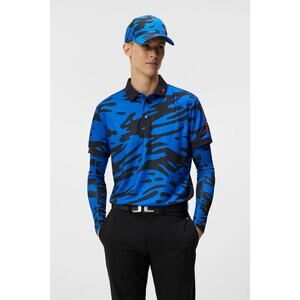 J. Lindeberg Tour Tech Reg Fit Print Polo Neptune Nautical Blue, Mens Sz XL